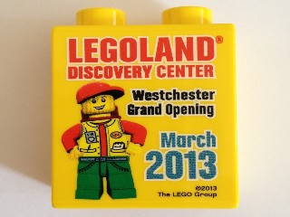 Duplo, Brick 1 x 2 x 2 with LEGOLAND Discovery Center Westchester Grand Opening 2013 Pattern