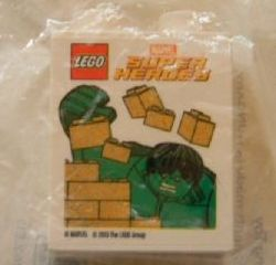 Duplo, Brick 1 x 2 x 2 with Super Heroes Hulk Pattern
