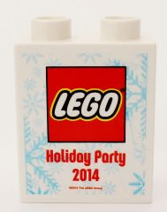 Duplo, Brick 1 x 2 x 2 with Holiday Party 2014 Pattern