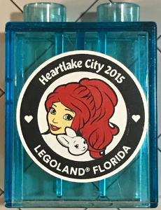 Duplo, Brick 1 x 2 x 2 with Heartlake City 2015 LEGOLAND Florida Pattern