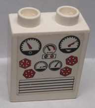 Duplo, Brick 1 x 2 x 2 with Gauges Pattern (Sticker) - Set 7843