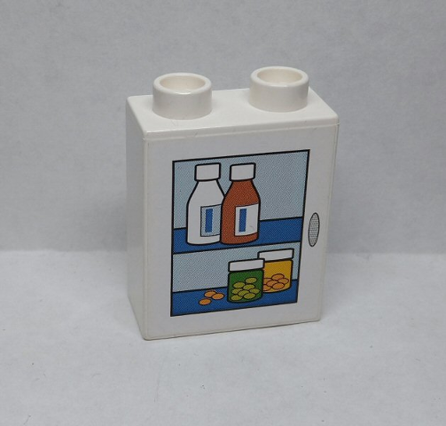Duplo, Brick 1 x 2 x 2 with Pill Box and Medicine Bottles Pattern (Sticker) - Set 9226