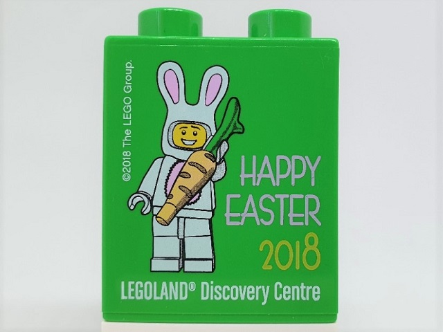 Duplo, Brick 1 x 2 x 2 with Happy Easter 2018 LEGOLAND Discovery Centre Bunny Rabbit Costume Pattern