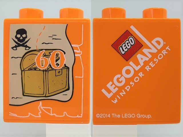 Duplo, Brick 1 x 2 x 2 with 60 Visit 2014 LEGOLAND Windsor Resort Treasure Chest Pattern