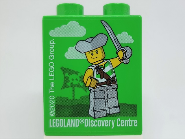 Duplo, Brick 1 x 2 x 2 with LEGOLAND Discovery Centre 2020 Pirate Pattern