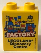 Duplo, Brick 1 x 2 x 2 with LEGOLAND Discovery Centre Factory 2012 Pattern