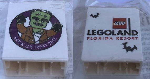 Duplo, Brick 1 x 2 x 2 with Brick or Treat 2015 LEGOLAND Florida Resort Monster Pattern