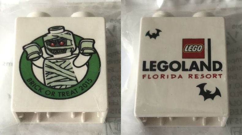 Duplo, Brick 1 x 2 x 2 with Brick or Treat 2015 LEGOLAND Florida Resort Mummy Pattern