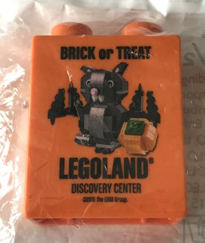 Duplo, Brick 1 x 2 x 2 with Brick or Treat 2015 LEGOLAND Discovery Center Bat Pattern