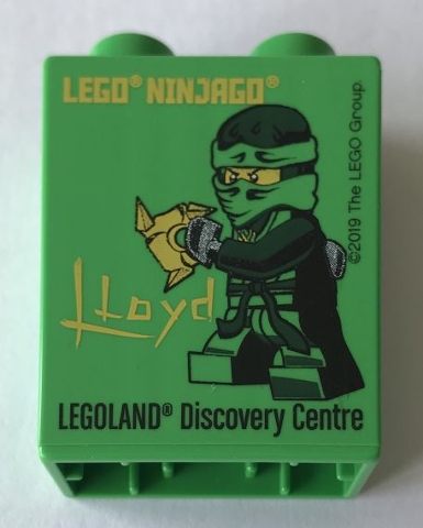Duplo, Brick 1 x 2 x 2 with LEGO Ninjago Lloyd LEGOLAND Discovery Centre Pattern