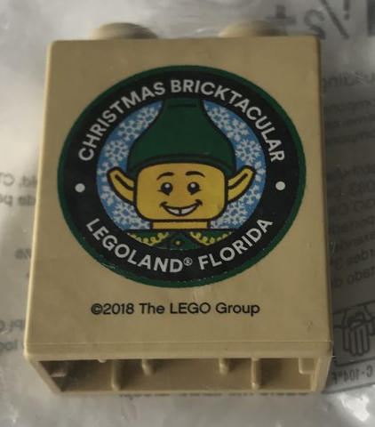 Duplo, Brick 1 x 2 x 2 with Christmas Bricktacular 2018 LEGOLAND Florida Elf Pattern