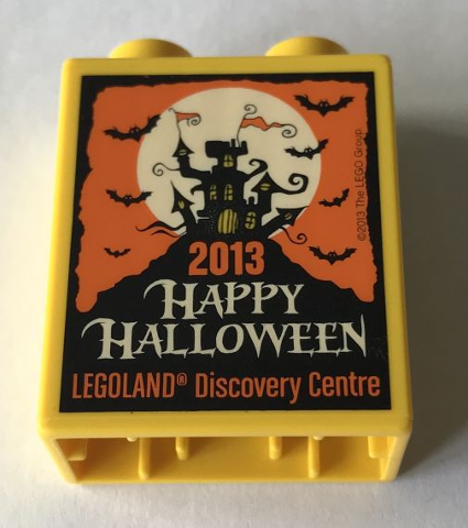 Duplo, Brick 1 x 2 x 2 with 2013 Happy Halloween LEGOLAND Discovery Centre Pattern