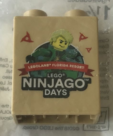 Duplo, Brick 1 x 2 x 2 with LEGO Ninjago Days LEGOLAND Florida Resort Pattern