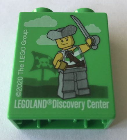 Duplo, Brick 1 x 2 x 2 with LEGOLAND Discovery Center 2020 Pirate Pattern