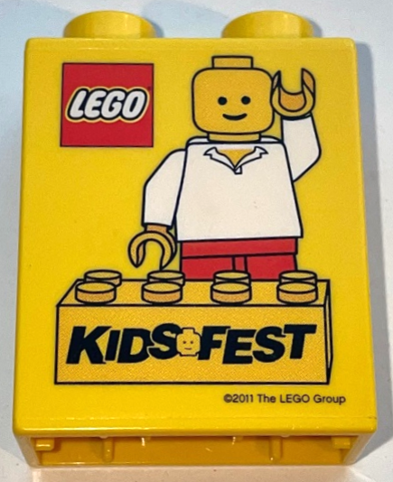Duplo, Brick 1 x 2 x 2 with Kids Fest 2011 Pattern