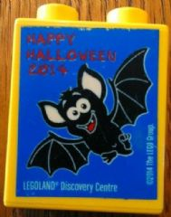 Duplo, Brick 1 x 2 x 2 with Halloween 2014 Happy Halloween LEGOLAND Discovery Centre Pattern