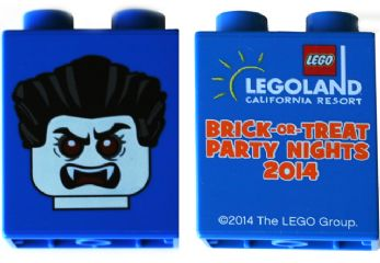 Duplo, Brick 1 x 2 x 2 with Halloween 2014 Brick or Treat Party Nights and Dracula Pattern