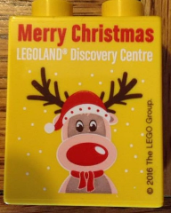 Duplo, Brick 1 x 2 x 2 with LEGOLAND Discovery Centre Merry Christmas 2016 Pattern