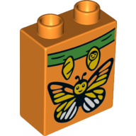 Duplo, Brick 1 x 2 x 2 with Butterfly Pattern