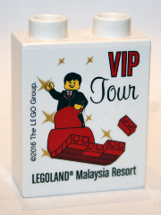 Duplo, Brick 1 x 2 x 2 with VIP Tour LEGOLAND Malaysia Resort Pattern
