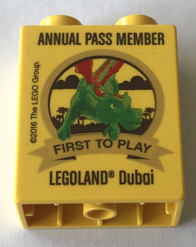 Duplo, Brick 1 x 2 x 2 with Annual Pass Member First to play 2016 LEGOLAND Dubai Pattern