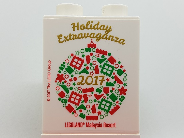 Duplo, Brick 1 x 2 x 2 with Holiday Extravaganza 2017 LEGOLAND Malaysia Resort Pattern
