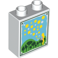 Duplo, Brick 1 x 2 x 2 with Flowers and Pollen Painting Pattern