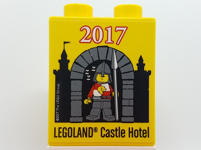 Duplo, Brick 1 x 2 x 2 with 2017 LEGOLAND Castle Hotel Pattern