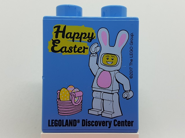 Duplo, Brick 1 x 2 x 2 with Happy Easter LEGOLAND Discovery Center Pattern