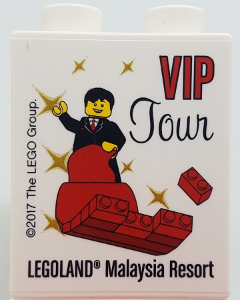 Duplo, Brick 1 x 2 x 2 with VIP Tour LEGOLAND Malaysia Resort Pattern