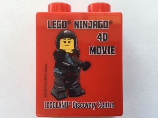 Duplo, Brick 1 x 2 x 2 with LEGOLAND Discovery Centre LEGO Ninjago 4D Movie Pattern