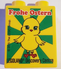 Duplo, Brick 1 x 2 x 2 with LEGOLAND Discovery Centre Frohe Ostern 2015 Pattern