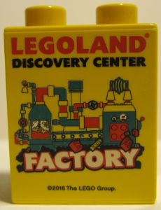 Duplo, Brick 1 x 2 x 2 with LEGOLAND Discovery Center Factory 2016 Pattern 1