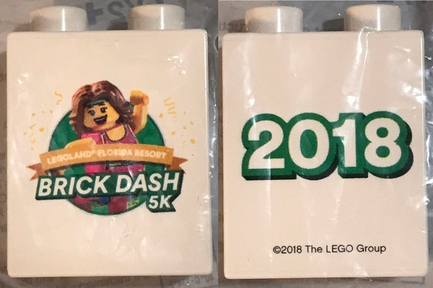 Duplo, Brick 1 x 2 x 2 with LEGOLAND Florida Resort Brick Dash 5K 2018 Pattern