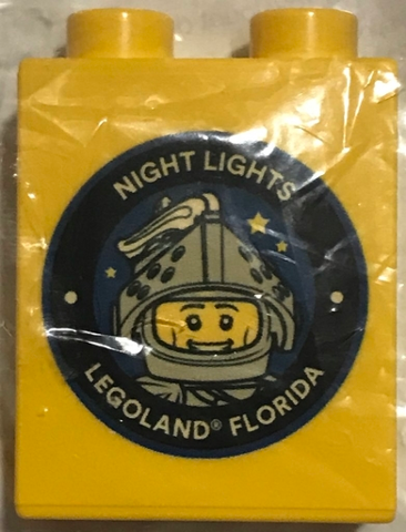 Duplo, Brick 1 x 2 x 2 with Night Lights LEGOLAND Florida Pattern