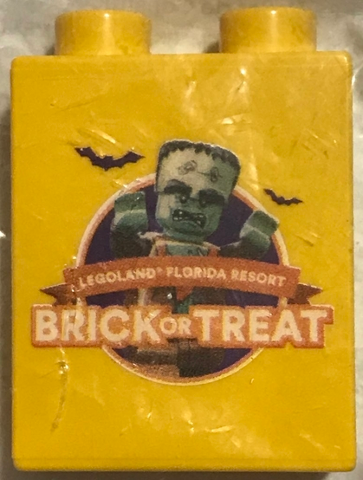 Duplo, Brick 1 x 2 x 2 with LEGOLAND Florida Resort Brick or Treat Pattern