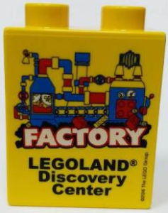 Duplo, Brick 1 x 2 x 2 with LEGOLAND Discovery Center Factory 2016 Pattern 2