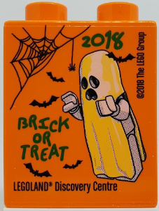 Duplo, Brick 1 x 2 x 2 with 2018 Brick or Treat LEGOLAND Discovery Centre Pattern
