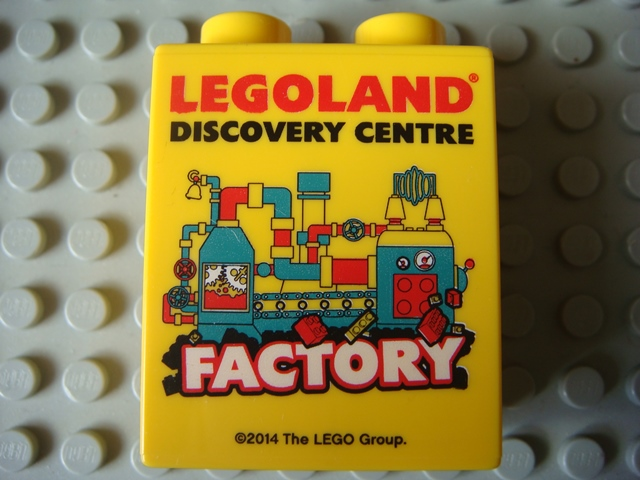 Duplo, Brick 1 x 2 x 2 with LEGOLAND Discovery Centre Factory 2014 Pattern