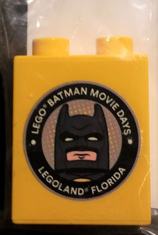 Duplo, Brick 1 x 2 x 2 with LEGO Batman Movie Days LEGOLAND Florida Pattern