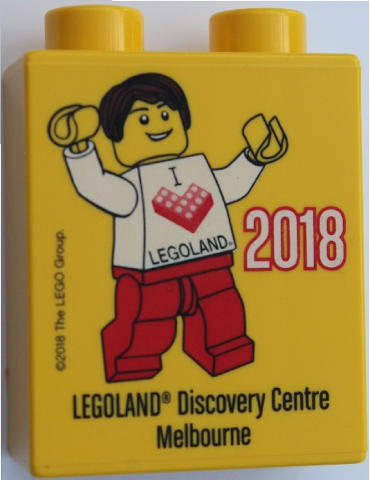 Duplo, Brick 1 x 2 x 2 with 2018 LEGOLAND Discovery Centre Melbourne Pattern