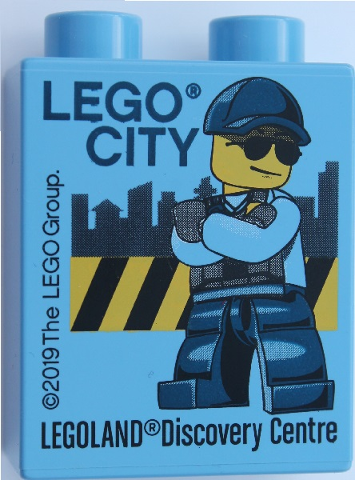 Duplo, Brick 1 x 2 x 2 with LEGO City 2019 LEGOLAND Discovery Centre Policeman Pattern