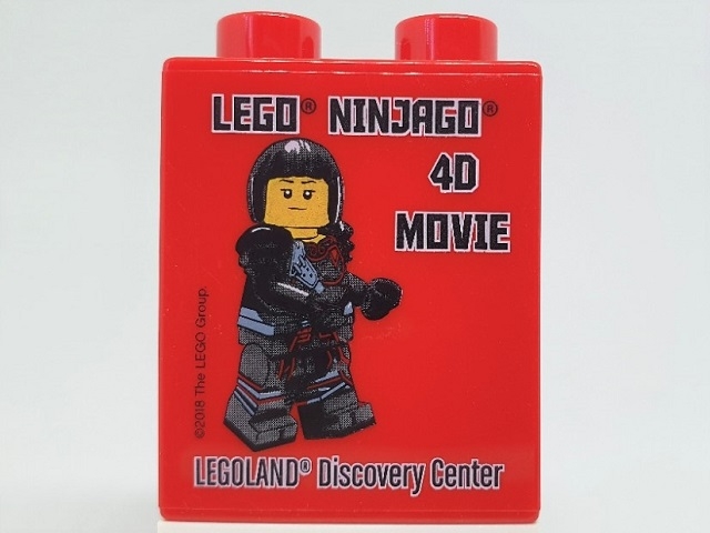 Duplo, Brick 1 x 2 x 2 with LEGOLAND Discovery Center LEGO Ninjago 4D Movie Pattern