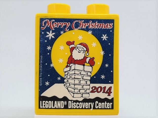 Duplo, Brick 1 x 2 x 2 with LEGOLAND Discovery Center Merry Christmas 2014 Pattern