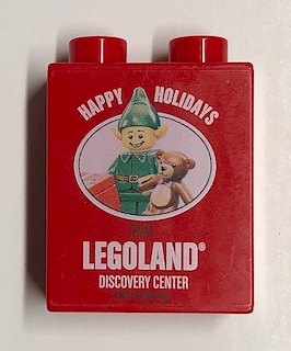 Duplo, Brick 1 x 2 x 2 with 2014 Happy Holidays From LEGOLAND Discovery Center Pattern