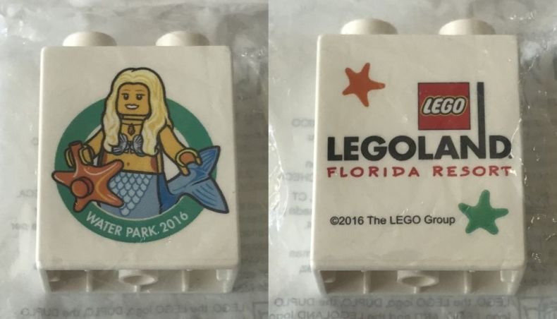 Duplo, Brick 1 x 2 x 2 with Waterpark 2016 Girl LEGOLAND Florida Resort Pattern