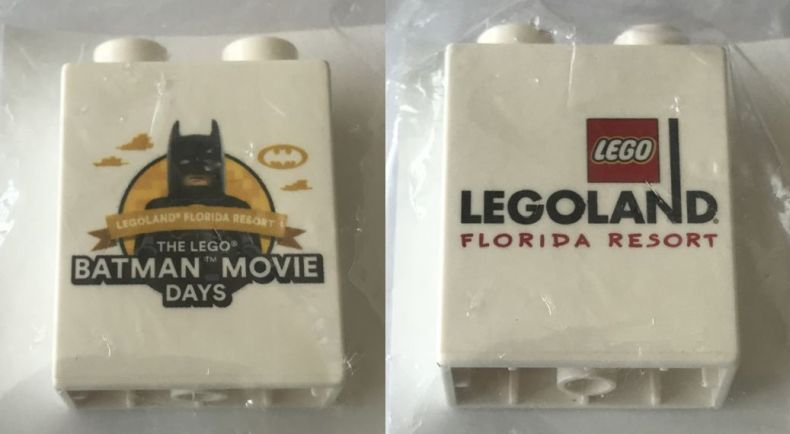 Duplo, Brick 1 x 2 x 2 with The LEGO Batman Movie Days 2017 LEGOLAND Florida Pattern