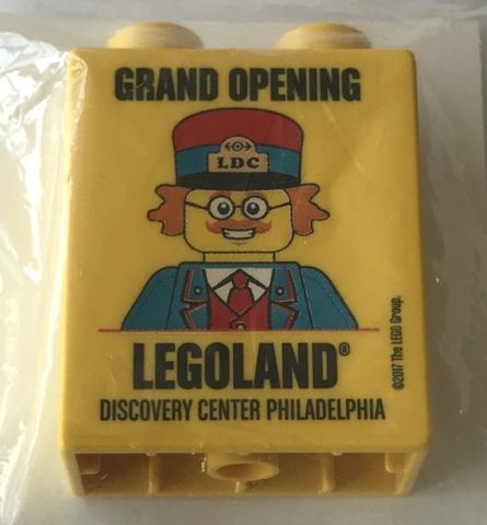 Duplo, Brick 1 x 2 x 2 with Grand Opening Train Conductor LEGOLAND Discovery Center Philadelphia 2017 Pattern