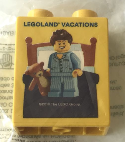 Duplo, Brick 1 x 2 x 2 with Sleepyhead LEGOLAND Vacations 2018 Pattern