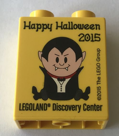 Duplo, Brick 1 x 2 x 2 with Happy Halloween LEGOLAND Discovery Center 2015 Pattern